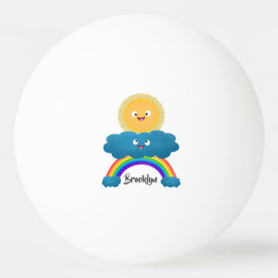 Pelota De Ping Pong Dibujo animado de sol nube arcoíris lindo y feliz