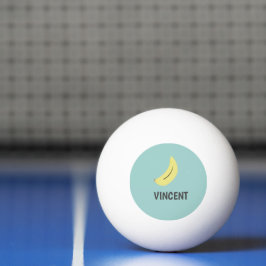 Pelota De Ping Pong Dibujo de banana amarilla personalizado en azul