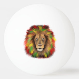 Pelota De Ping Pong Dibujo de cabeza de león Rasta rojo amarillo verde