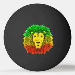 Pelota De Ping Pong Dibujo de cabeza de león Rasta rojo amarillo verde
