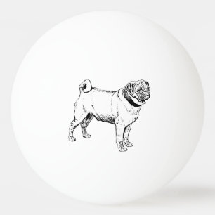 Pelota De Ping Pong Dibujo de perro elegante de pug lindo
