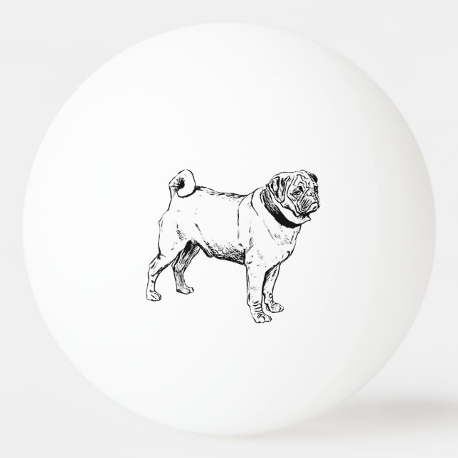 Pelota De Ping Pong Dibujo de perro elegante de pug lindo (Anverso)