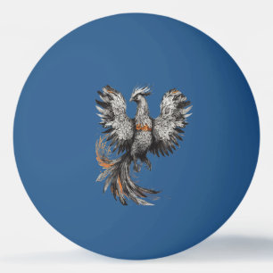 Pelota De Ping Pong Dibujo de Tinta de Fénix Místico con Ac naranja br