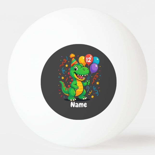 Pelota De Ping Pong Dino Kids de cumpleaños personalizados (Anverso)