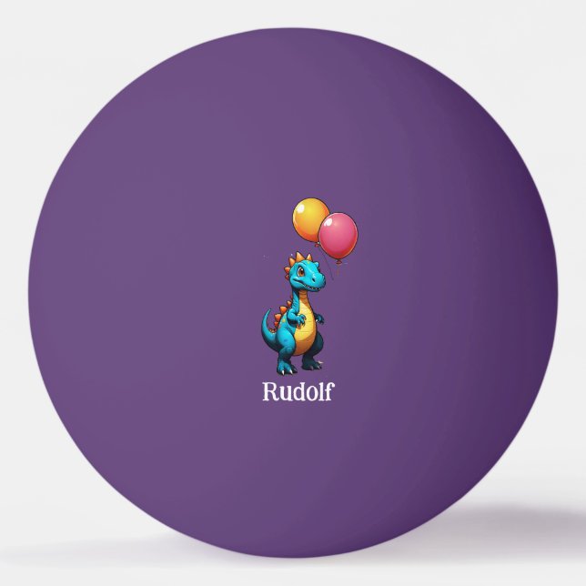Pelota De Ping Pong Dinosaurio azul con globos (Anverso)