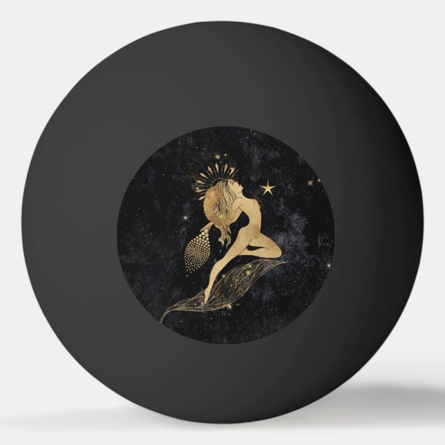 Pelota De Ping Pong Diosa zodiaca | Astrología de Aries Oro Cósmico (Anverso)