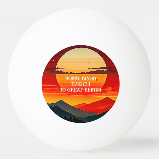 Pelota De Ping Pong Diseño BOHO RED SUNSET (Anverso)