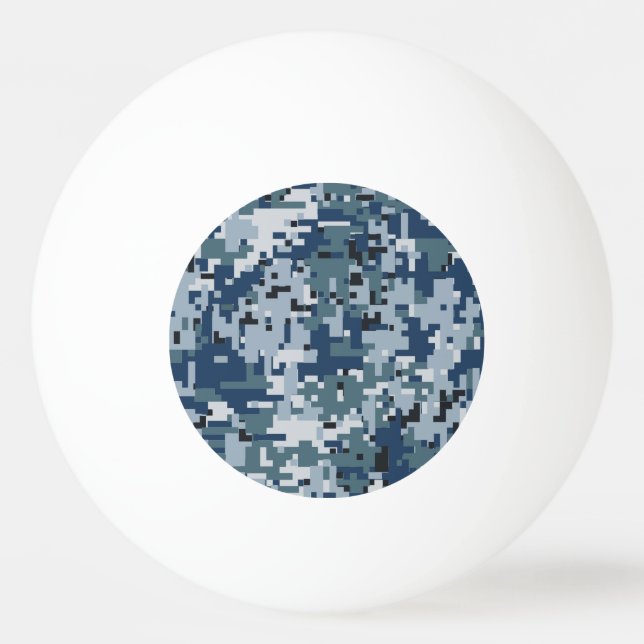 Pelota De Ping Pong Diseño de camuflaje digital azul de la marina (Anverso)
