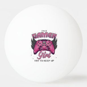 Pelota De Ping Pong Diseño de Chica Gamer