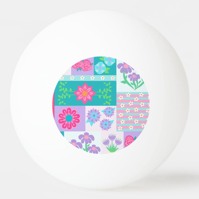 Pelota De Ping Pong Diseño de flores vibrantes en flor (Anverso)
