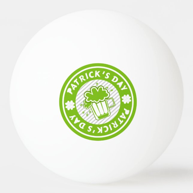 Pelota De Ping Pong Diseño de la cerveza del verde del día del St. (Reverso)
