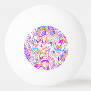Pelota De Ping Pong Diseño de paisley blanco y colorido lindo