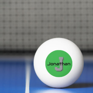 Pelota De Ping Pong Diseño inicial de monograma verde personalizado