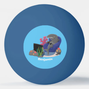 Pelota De Ping Pong Divertido tiburón viendo al personalizado de telev