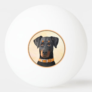 Pelota De Ping Pong Dóberman Pinscher sin recorte Pintura Arte Origina