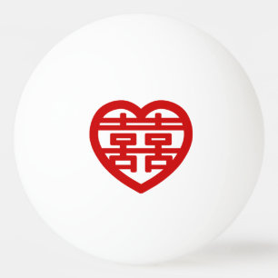 Pelota De Ping Pong Doble felicidad 囍 Shuangxi corazón Hanzi chino