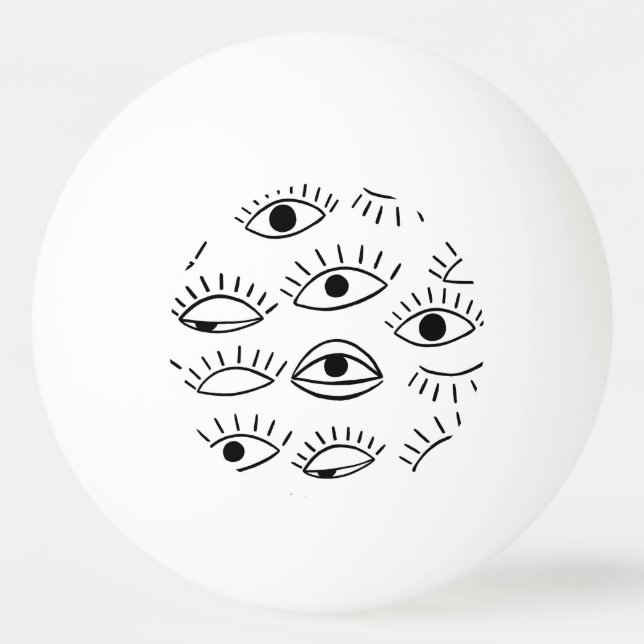 Pelota De Ping Pong Doodle eye, patrón creativo sin costuras. (Anverso)