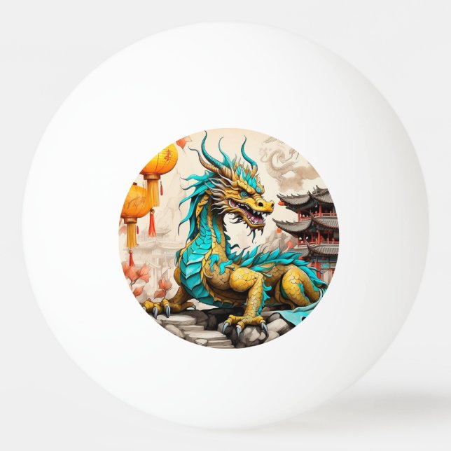 Pelota De Ping Pong Dragón chino tradicional para el Año Nuevo chino (Anverso)