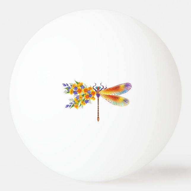 Pelota De Ping Pong Dragón de flores amarillas (Anverso)