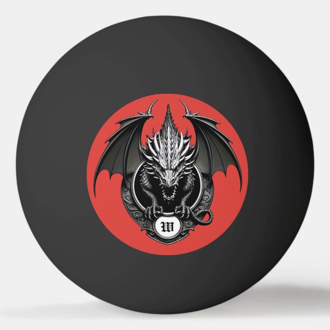 Pelota De Ping Pong Dragón Gris con Ojos Amarillos  (Anverso)