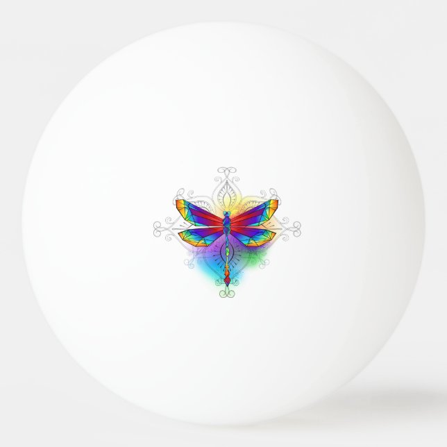 Pelota De Ping Pong Dragón poligonal arcoiris (Anverso)
