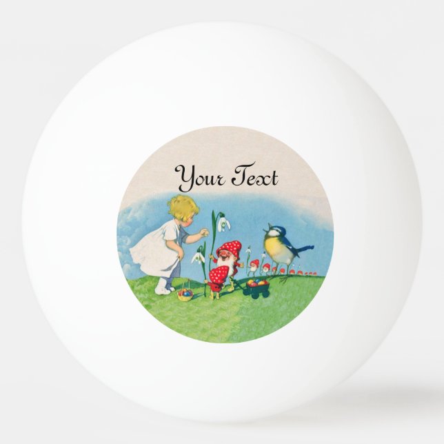 Pelota De Ping Pong Duendes del gnomo de Pascua Lilly del chica que (Anverso)