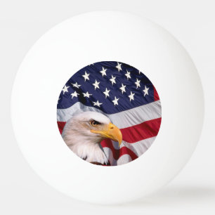 Pelota De Ping Pong Eagle calvo con la bandera americana