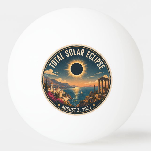 Pelota De Ping Pong Eclipse Total de Sol 2027 (Anverso)