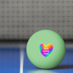 Pelota De Ping Pong El corazón del arcoiris resplandeciente en la oscu