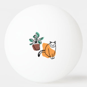 Pelota De Ping Pong El gato y la planta