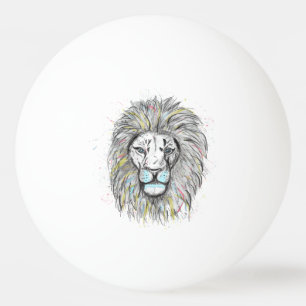 Pelota De Ping Pong El león dibujado mano fresca del bosquejo y de la