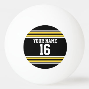 Pelota De Ping Pong El negro con blanco amarillo raya el jersey de