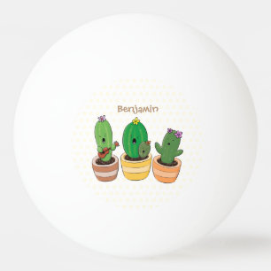 Pelota De Ping Pong El trío de cactus lindo canto ilustracion personal