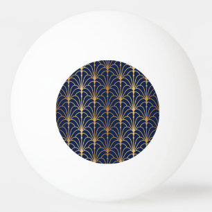 Pelota De Ping Pong Elegancia oriental: Patrón de fanáticos dorados