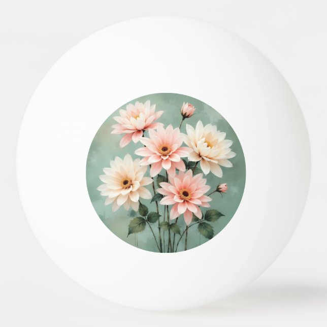 Pelota De Ping Pong Elegant Blush Chrysanthemum Art (Anverso)