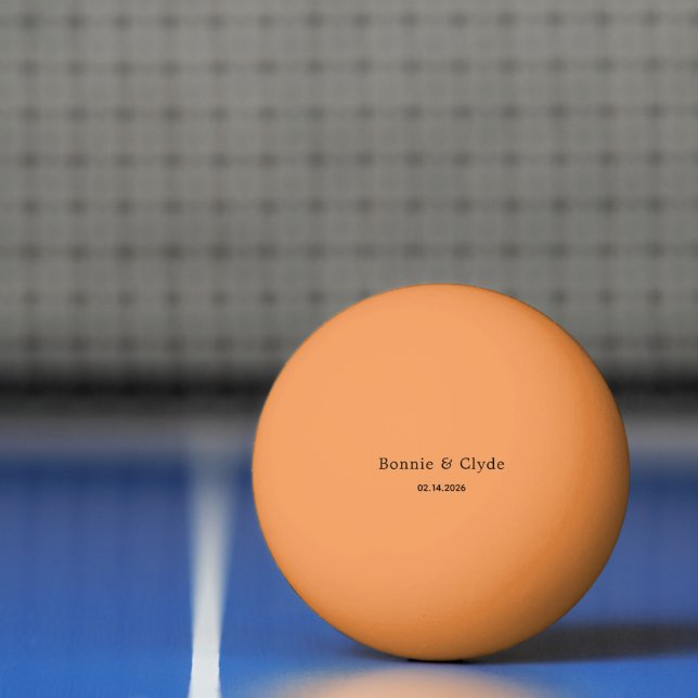 Pelota De Ping Pong Elegant Custom Names and Date Orange (Neto)
