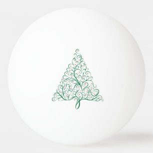 Pelota De Ping Pong Elegante árbol de Navidad rojo y verde caligrafía