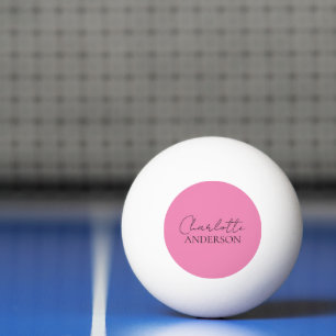 Pelota De Ping Pong Elegante Minimalista Nombre Personalizado Rosa