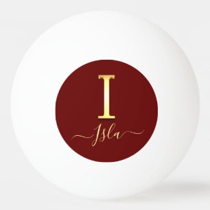 Pelota De Ping Pong Elegante Personalizado de oro Monograma I Nombre P