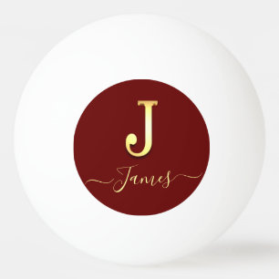 Pelota De Ping Pong Elegante Personalizado de oro Monograma J Nombre P