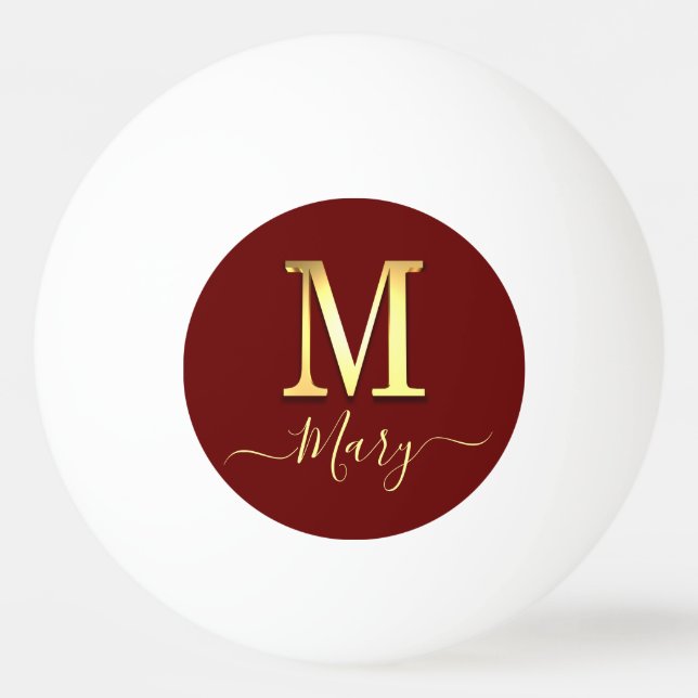 Pelota De Ping Pong Elegante Personalizado de oro Monograma M Nombre P (Anverso)