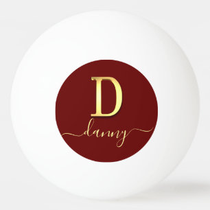 Pelota De Ping Pong Elegante Personalizado dorado Monograma D Nombre