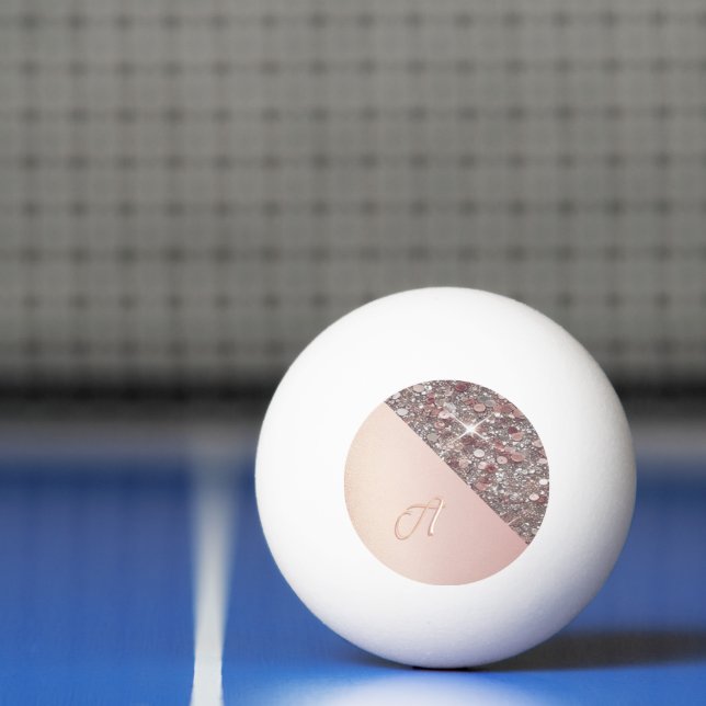 Pelota De Ping Pong Elegante Rosa Monograma de Oro Ping Pong Ball (Neto)