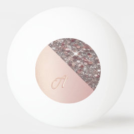 Pelota De Ping Pong Elegante Rosa Monograma de Oro Ping Pong Ball