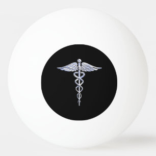 Pelota De Ping Pong Elegante Símbolo médico cromado como Caduceus