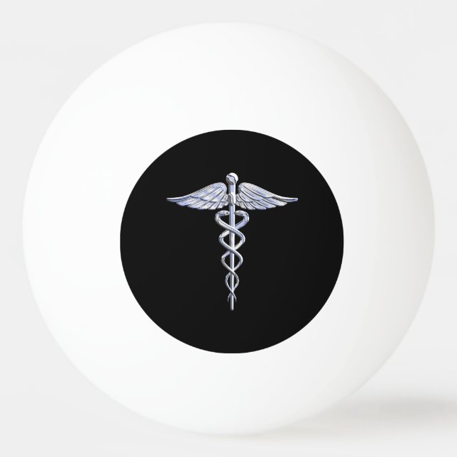 Pelota De Ping Pong Elegante Símbolo médico cromado como Caduceus (Anverso)