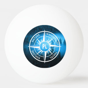Pelota De Ping Pong Emblema de la estrella de la brújula monograma nie