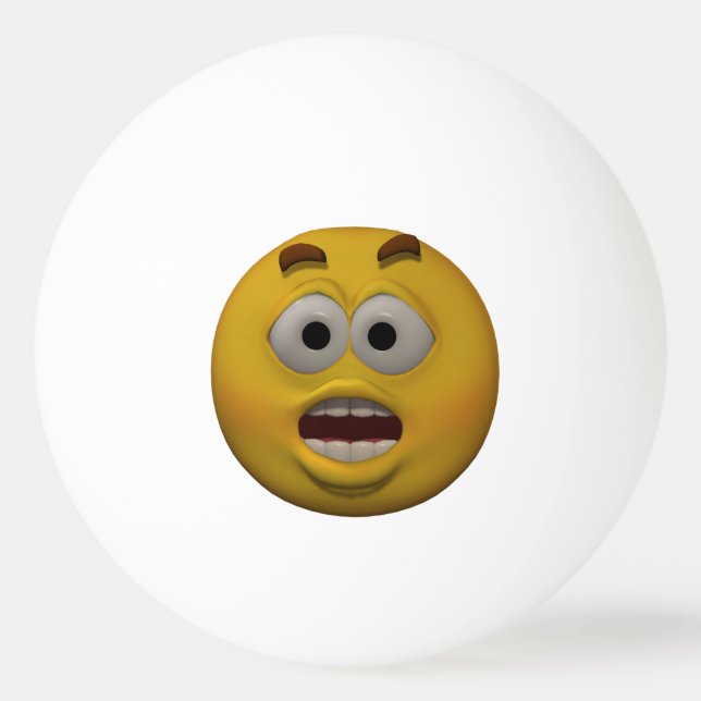 Pelota De Ping Pong Emoticon de miedo de estilo 3D (Anverso)
