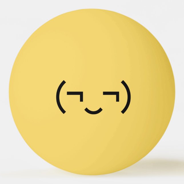 Pelota De Ping Pong Emoticon smug (‿) Kaomoji japonés (Anverso)