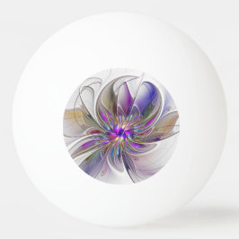 Pelota De Ping Pong Energetic, Colorful Abstract Fractal Art Flower